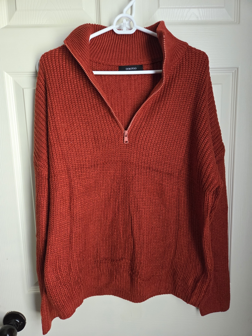 5 For 25 💥Women's Half-Zip Knit Sweater — Rust Red